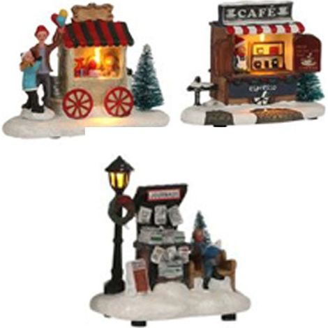 BANCARELLA DI NATALE FRANCESE ILLUMINATA - L13,5xL6,5XH10CM - ASSORTITO