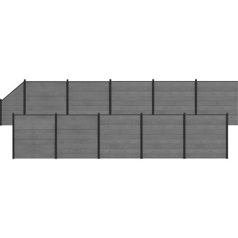 Ensemble de Clôture 1830 x 186 cm WPC et Aluminium Gris vidaXL