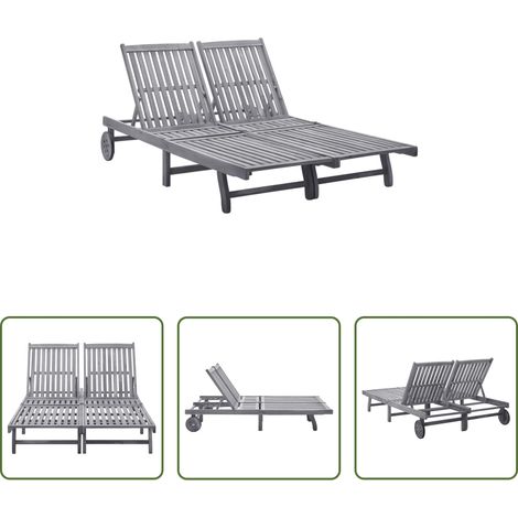 Chaise longue bois - Chaise longue 2 places bois d'acacia massif (1/5)