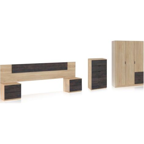 Dormitorio Akari 5C Plus Roble Canadian - Óxido (ancho) x 95cm (alto) (1/5)