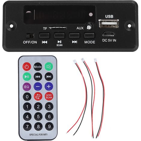 Lntyq Carte décodeur MP3 Bluetooth, affichage numérique, amplificateur, Module de lecteur 2x3W, fournitures noires