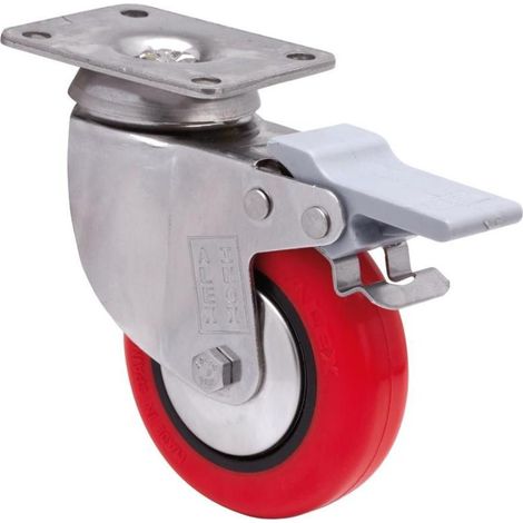 rueda giratora placa freno inox.10bhifd80cp-ppi poliamix-poliur.rojo eje liso (1/2)
