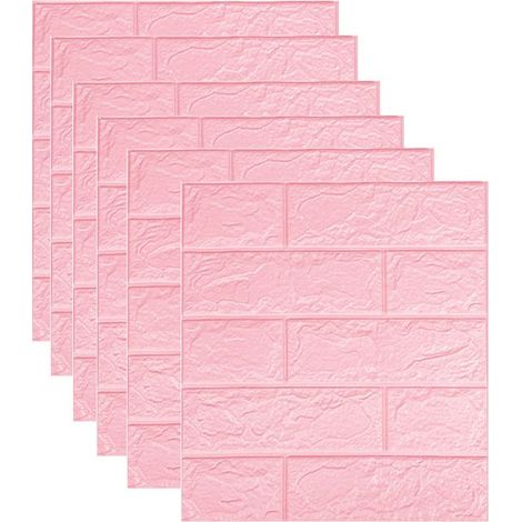 20pièce Papier Peint 3D Brique Adhesif Mural,38x35 cm Pierre Autocollant Mural,Rose Dalle PVC Adhesive Murale, Panneaux Muraux 3d (1/5)