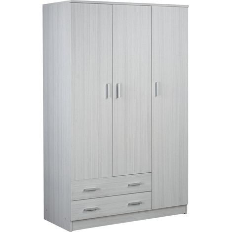 Armadio 3 Ante 2 Cassetti 115x182x52 cm Eucalipto (1/5)