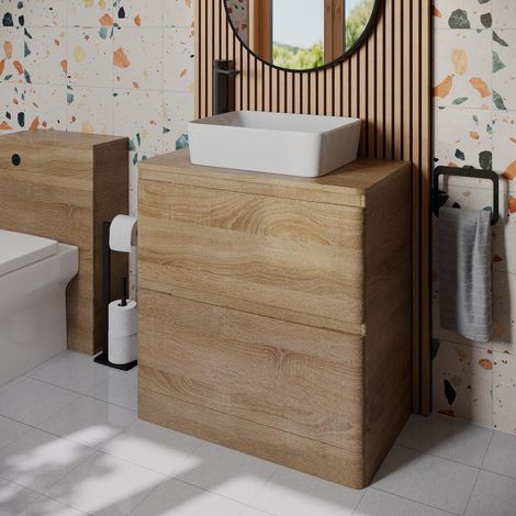 Bathroom Cloakroom Vanity Unit Countertop Wash Basin Storage Cabinet Wood 800mm