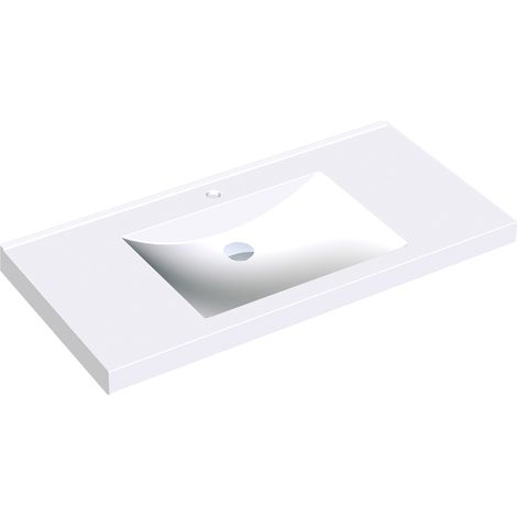 KWC AR Einzelwaschtisch, QUADRO, MIRANIT,  1000x125x530 mm, Mulde re-eckig