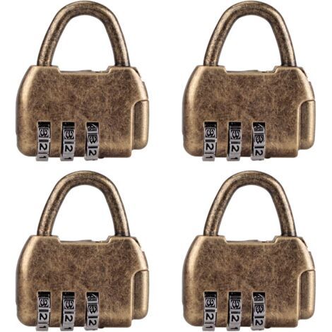 QORVA-Lot de 4 mini cadenas à combinaison rétro pour journal intime, bagages, cadenas à code vintage (1/5)