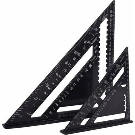 Equerre Menuisier Multifunctions 18cm et 30cm, Metal Aluminium Triangle Règle Équerre Guide Raporteur Angle 45 90 Degres/Outillage Charpentier/Outil Traçage Guidage Menuiserie Bois (1/4)