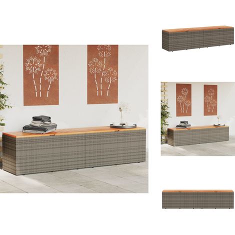 Boîte de rangement de jardin gris résine tressée bois d'acacia - Boîte De Rangement Jardin - Coffre De Jardin - Rangement Exterieur - Meuble De Jardin - Rangement Coussin (1/5)