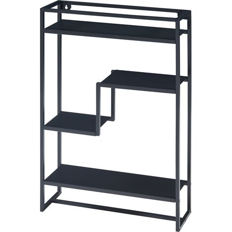Estantería de diseño atemporal para salón/dormitorio mueble de almacenaje de pared 60 x 40 x 13 cm acero negro 030011300 (1/4)