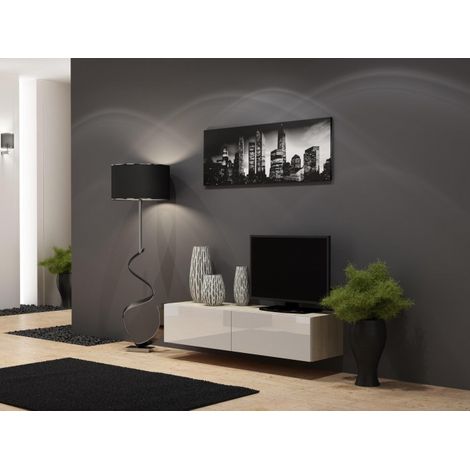 Cama-mueble Modelo Moderno Mueble TV Blanco 140 cm (1/2)