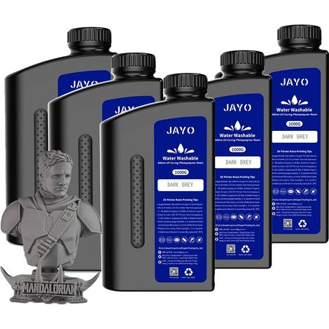 Resina para impresora 3D, lavable con agua, bajo olor, WW ST Gris Oscuro (1/2)