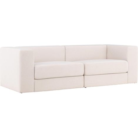 Canapé 3 Places Effet Lin "Lumi" 238cm Blanc (1/5)
