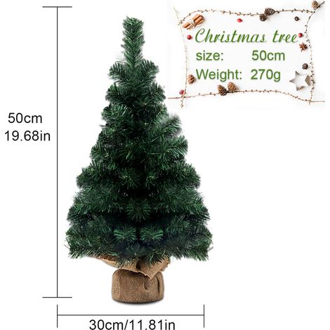Arbre De Noël Miniature - 50 Cm - Sapin Artificiel Tabletop Avec Base En Lin - Décoration Intérieure Pour Bureau Cheminée Salle À Manger - 1 Pièce (1/2)