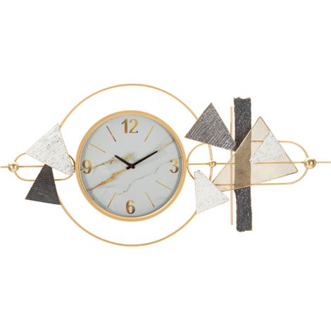 Orologio da parete Glam Amy 120 cm in metallo e plastica con design geometrico moderno e finiture dorate - Decorazione d'interni