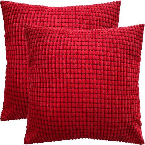 Housse de coussin en velours côtelé 2 pièces (rouge, 4545 cm)-Fei Yu (1/5)