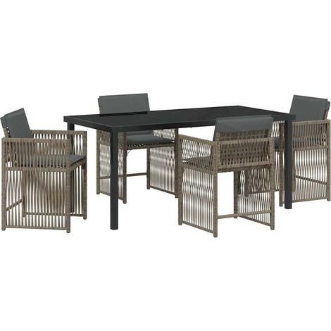 Maison Exclusive - Set da Pranzo per Giardino 5 pcs Grigio polyrattan (1/5)
