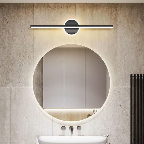 Luminaire de vanité à LED noir, lampe de miroir de salle de bains, éclairage de miroir de courtoisie moderne, lampes de maquillage, applique murale linéaire, lumières pour coiffeuse intérieure(6000K) (1/4)