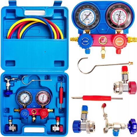 Testeur de climatisation manomètre kit de remplissage R134a R22 R12 (1/5)