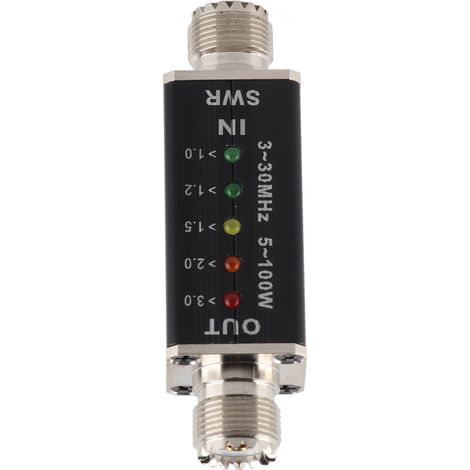 Mini-mesureur d'ondes stationnaires 5-100 W avec indicateur LED pour ondes courtes, destiné aux antennes radio (1/5)