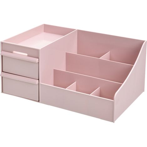 1 Organisateur de maquillage, Boîte de rangement cosmétique avec tiroir, Plastique durable, Pour coiffeuse et bureau (1/5)