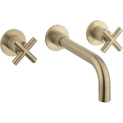 Crosswater MPRO Crosshead Robinet lavabo encastrable 3 trous - avec poignée croix - laiton brossé