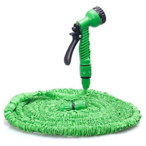 25FT Tuyau d'arrosage extensible - Tuyau d'eau flexible et léger, buse de pulvérisation à 7 fonctions, tuyau d'eau à noyau en latex triple couche et tissu extra résistant, tuyaux faciles à ranger (ver (1/4)