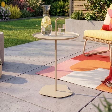 Mesa auxiliar de jardín Calimera 56,5x38 cm Color champán [casa.pro] (1/5)