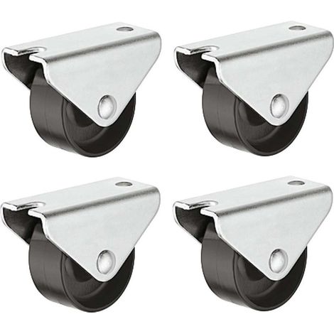 Satz mit 4 festen Rollen mit Grundplatte für empfindliche Böden – Durchmesser 15 mm – Tragfähigkeit 15 kg – Stahlgehäuse – Harte Lauffläche (1/2)