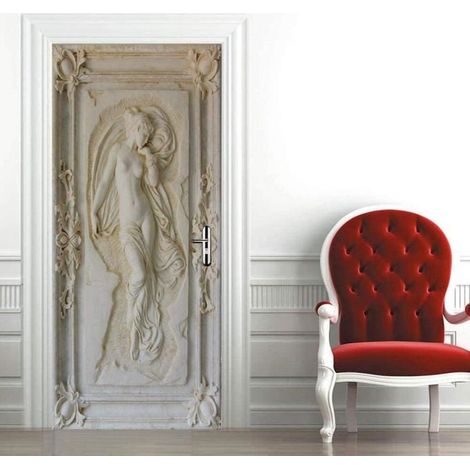 Papier Peint Porte Trompe l\'oeil 77x200cm Sticker Porte 3D Poster de porte Affiche de porte auto-adhésif Chambre Salon, à la romaine