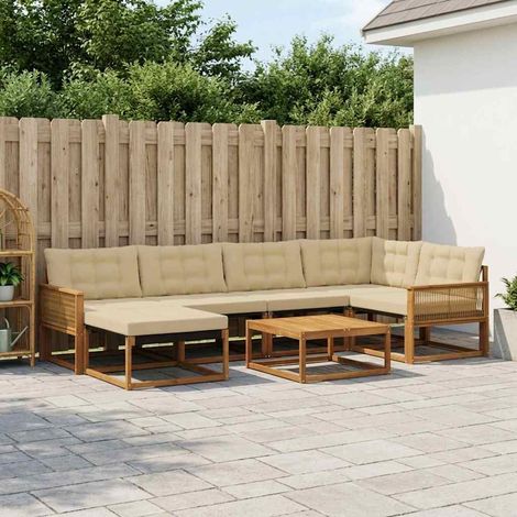 vidaXL Outdoor-Sofagarnitur 7 pcs Natur und Beige Massivholz Akazie (1/5)