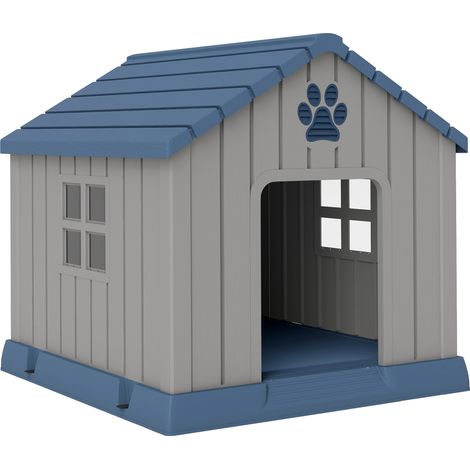 Niche pour chien extérieur maison chien extérieur bouches d'aération et plancher suréleveé 85 x 79 x 82 cm bleu