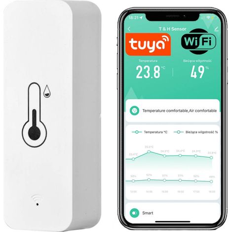 Sone Smart One Thermomètre WiFi Tuya Hygromètre Connecté – Capteur Température Humidité Intérieur Sans Passerelle, 2.4GHz, Historique & Export XLSX, Alertes, Compatible Alexa Google Home (1/5)