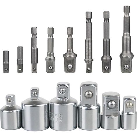 14 Stk Stecknuss Adapter Set, Steckschlüssel Adapter für Ratschen, Nuss Adapter für 1/4" auf 3/8", 3/8" auf 1/4", 3/8" auf 1/2", 1/2" auf 3/8", 1/2" auf 1/4", 1/4" auf 1/2" (1/5)