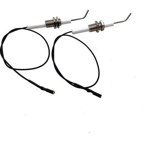 Lot de 2 électrodes universelles en céramique pour bougie d'allumage - 0,3 m - Appareil électronique - Convient pour un allumage piézoélectrique à bouton poussoir (1/5)