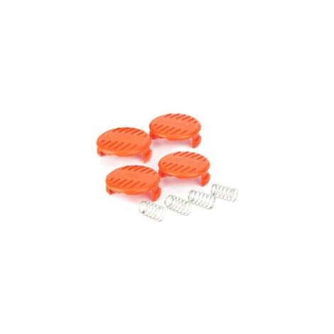 Tapas para carretes, juego de 4 tapas para carretes de cortacésped, accesorios para desbrozadoras, tapas de ABS para el cortacésped Black & Decker RC-100-P-Crezuo