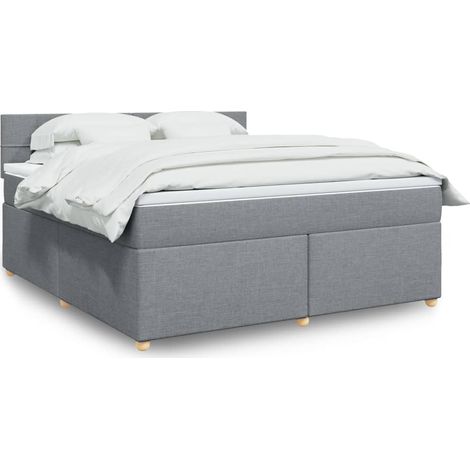 Boxspringbett mit Matratze Hellgrau 180x200 cm Stoff