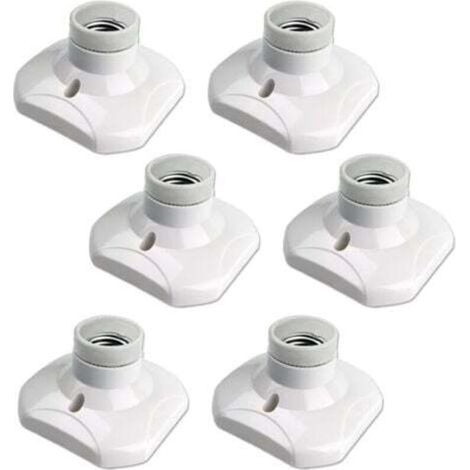 Set of 6 E27 screw-in ceiling sockets, AC 220-240V, socket holder for LED bulbs, E27 ceiling light socket base (1/4)
