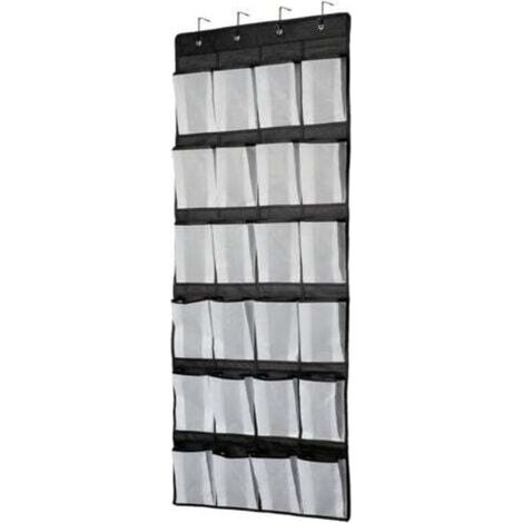 Organizer nero da appendere alla porta, scarpiera, contenitore per scarpe, 24 ampie tasche a rete per camera da letto, bagno, armadio, 140 x 55 cm