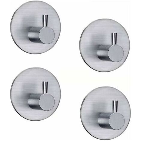 Set mit 4 selbstklebenden Edelstahlhaken, 3M-Kleber, wasserfest, robust, Handtuchhalter, Garderobenhaken, selbstklebende Wandhaken für Küche, Bad, Büro, Kleiderschrank, kein weiterer Kleber erforderli (1/4)
