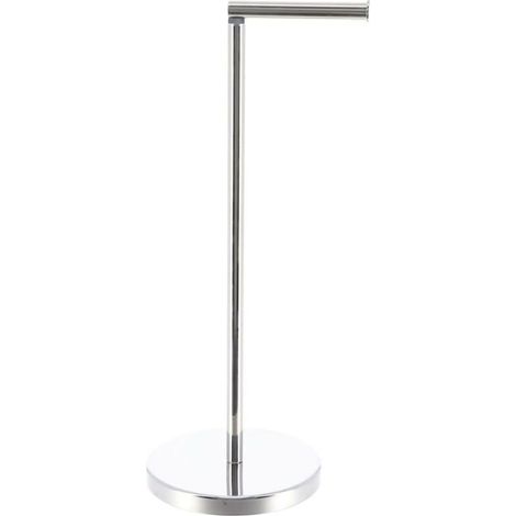 Dérouleur papier toilette WC avec réserve en métal chromé, hauteur 55 cm, pour fixation murale, pièce unique (1/5)