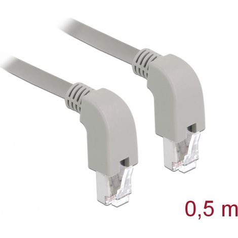 Delock Cable de red RJ45 Cat.6A S/FTP acodado hacia abajo / hacia abajo 0,5 m