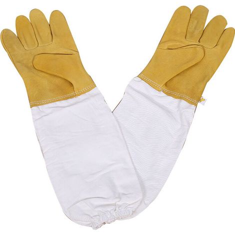 Gants d'apiculture, Gants de Protection en Peau de Mouton Manches Longues Durable Parfait pour l'apiculteur débutant (Jaune) (1/5)