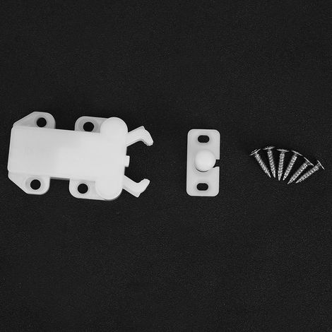 Lot de 6 loquets de porte à verrouillage automatique en nylon pour tiroirs et armoires - Accessoires de quincaillerie pour meubles - Blanc (1/5)