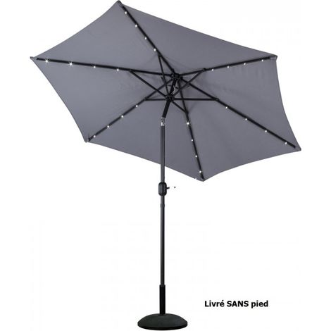 Parasol alu avec éclairage LED solaire - 2,7 m - Anthracite