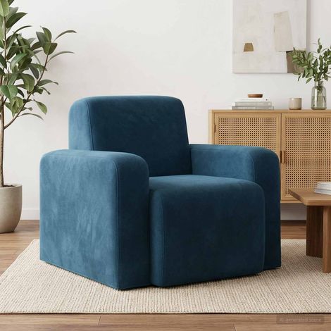 vidaXL Poltrona Blu Velluto (V) (1/5)
