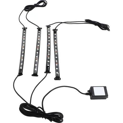 Bande LED décorative pour intérieur de voiture avec contrôle à distance via application, 7 couleurs RGB, rythme musical. (1/5)