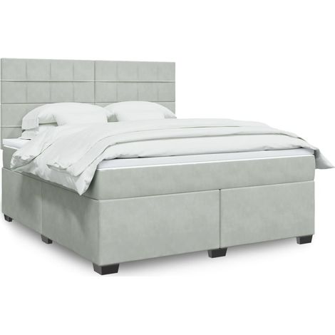 vidaXL Giroletto a Molle con Materasso Grigio Chiaro 180x200cm Velluto (1/5)