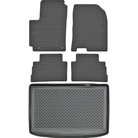 Hyundai Kona Crossover 2018 (JUEGO) - Alfombrillas de goma para coche + alfombrilla para maletero
