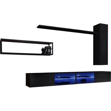 Conjunto de muebles de salón estilo industrial SWITCH M4. Color negro. (1/5)